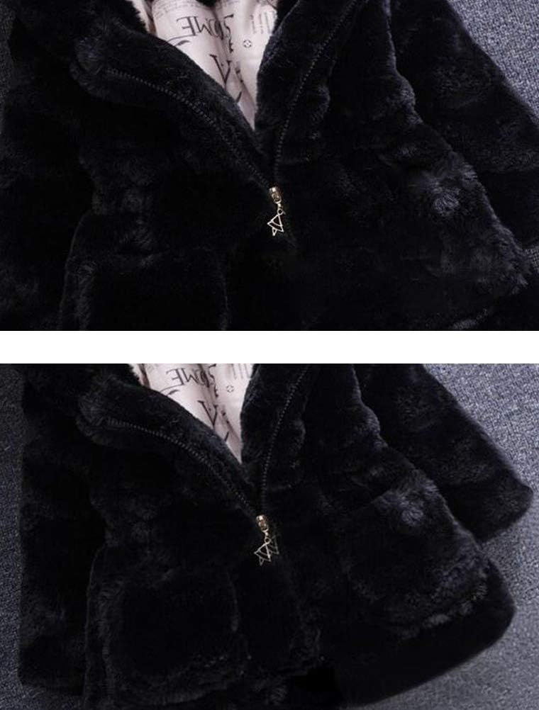 Mallimoda Girls Winter Warm Coats Ear Hooded Faux Fur Fleece Jacket