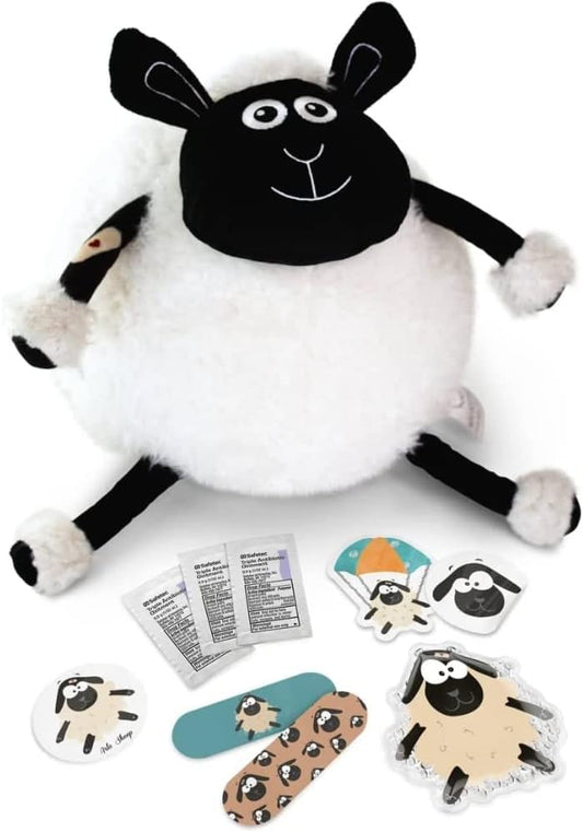 Plush First Aid for Home - Aid Kit for Kids - Toddler First Aid Kit - Mini Boo Boo Kit – Emergency First Aid Kit Classroom – Arlo Sheep Plush Bag