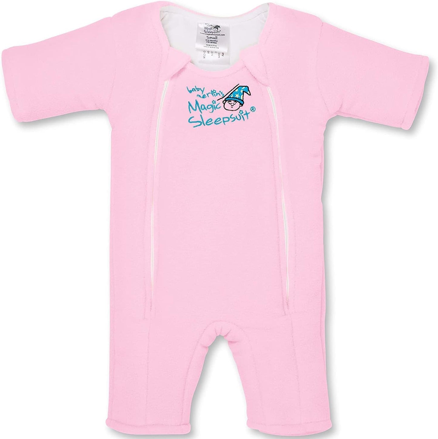 Magic Sleepsuit Baby Merlin's Microfleece Baby Swaddle Transition Product - Soft and Cozy Design, Double Zipper for Easy Diaper Changes, Promotes Safe Sleep 3-6 Months - Pink - Small 12-18lbs