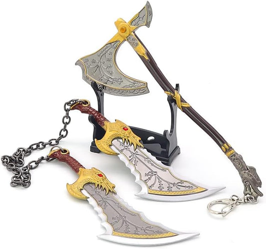 God of War Ragnarök Kratos Blades of Chaos Action Figures Game Toy Collection Keychain Desk Decoration Backpack Pendant Gift