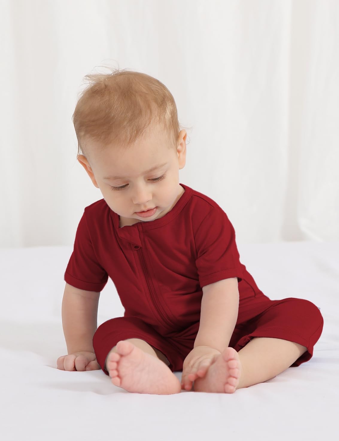 Jimonda Baby Girl Boys Rayon From Bamboo Pajamas 3 Pack Short Sleeve Footless Romper 2 Way Zipper Tie Dye Pjs Sleeper 0-24M