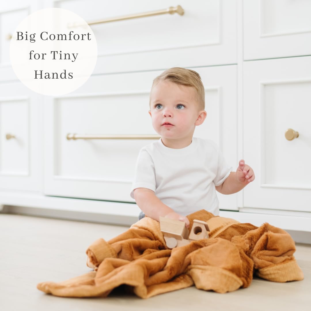 SARANONI Security Blankets for Babies Super Soft Boutique Quality Lush Luxury Baby Blanket (Mini 15" x 20", Camel)