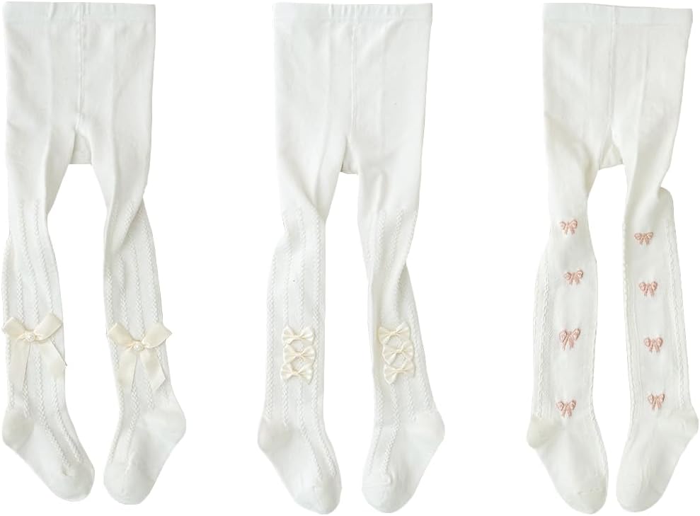 CHUNG Baby Girls Cotton Tights Thin Hollowed Summer with Bowknot Mesh Lace Fashion Toddler Footed Legging Pantyhose