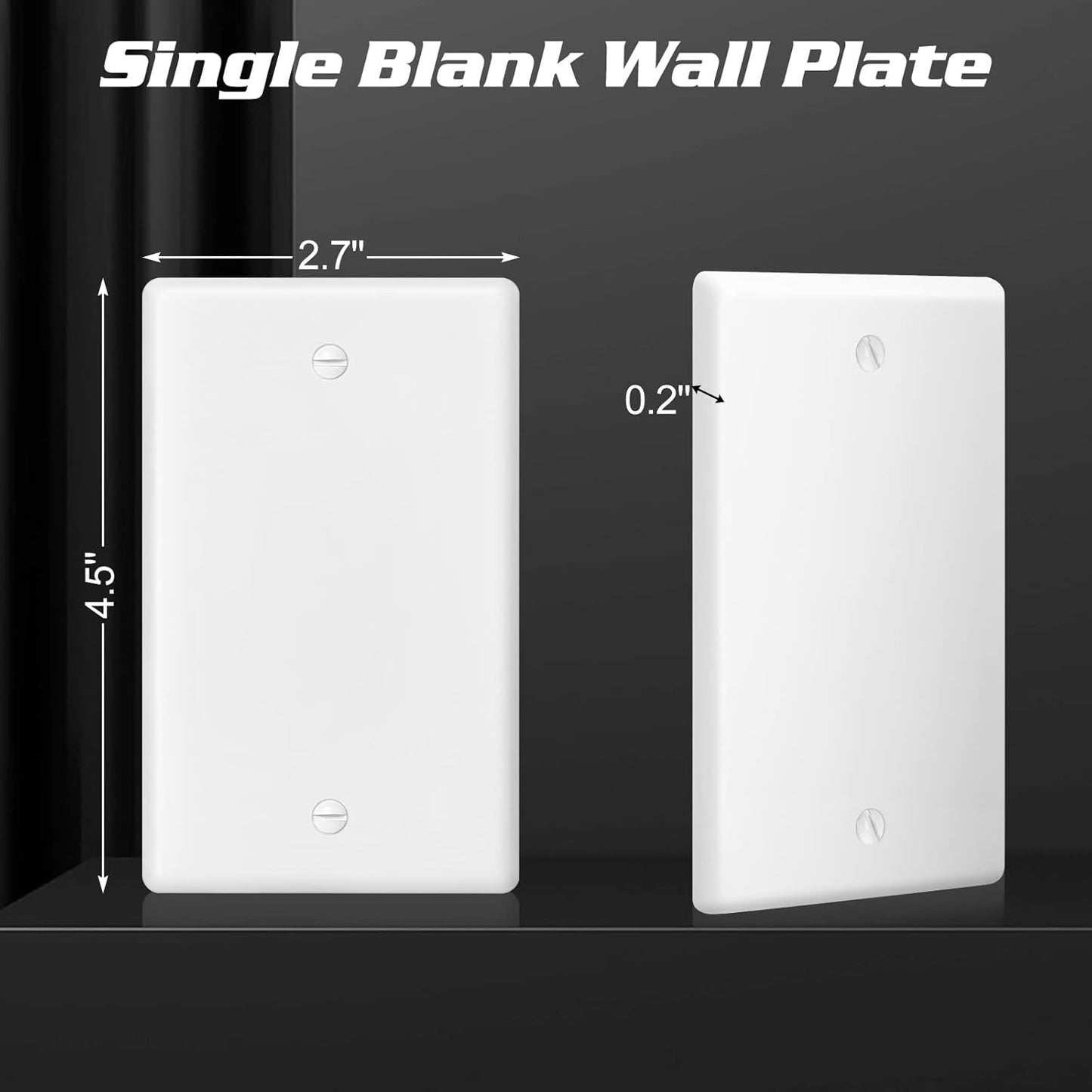 Decorator Wall Plate Blank Switch Plate Outlet Cover,Unbreakable Polycarbonate Thermoplastic, White (4-Pack, Single Blank-White)