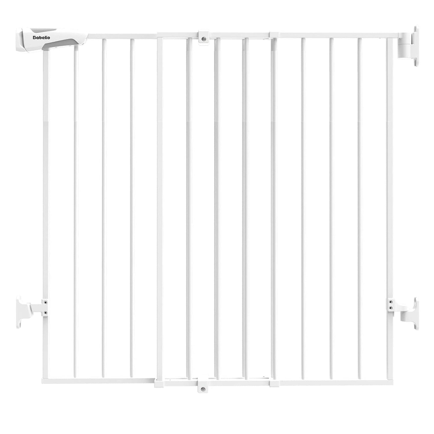 Babelio 34" Extra Tall Baby/Dog Gate with No Threshold Design Walk Thru Door, 26-43" Auto Close Safety Gate for Babies, Elders and Pets, Fits Doorways, Stairs, and Entryways, White