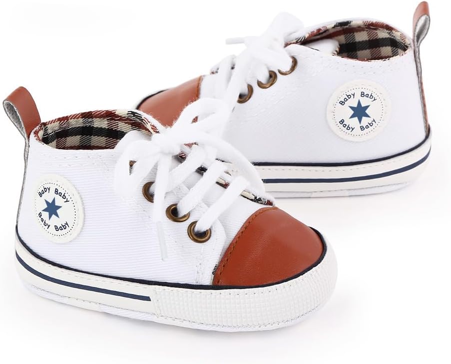 Unisex Baby Girls Boys Canvas High-top Shoes, Newborn Infant Anti-Slip Soft Sole Frist Walking Breathable Sneakers
