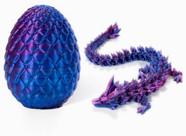 3D Printed Dragon Egg,Crystal Dragon Egg Fidget Toys,Flexible Joints Full Articulated Dragon with Egg,Executive Desk Toys for ADHD, Autism, Relief Anxiety