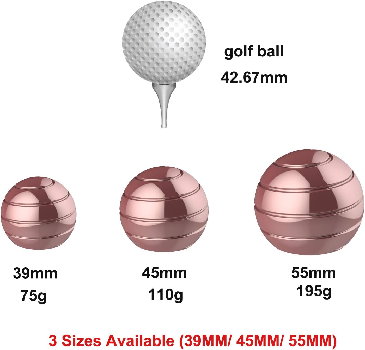 Kinetic Desk Ball, 1.54'' Office Desk Spinning Metal Toys for Adult ADHD Anti Anxiety, Kinetic Optical Illusion Toys for Office School (39MM, Rose Gold)