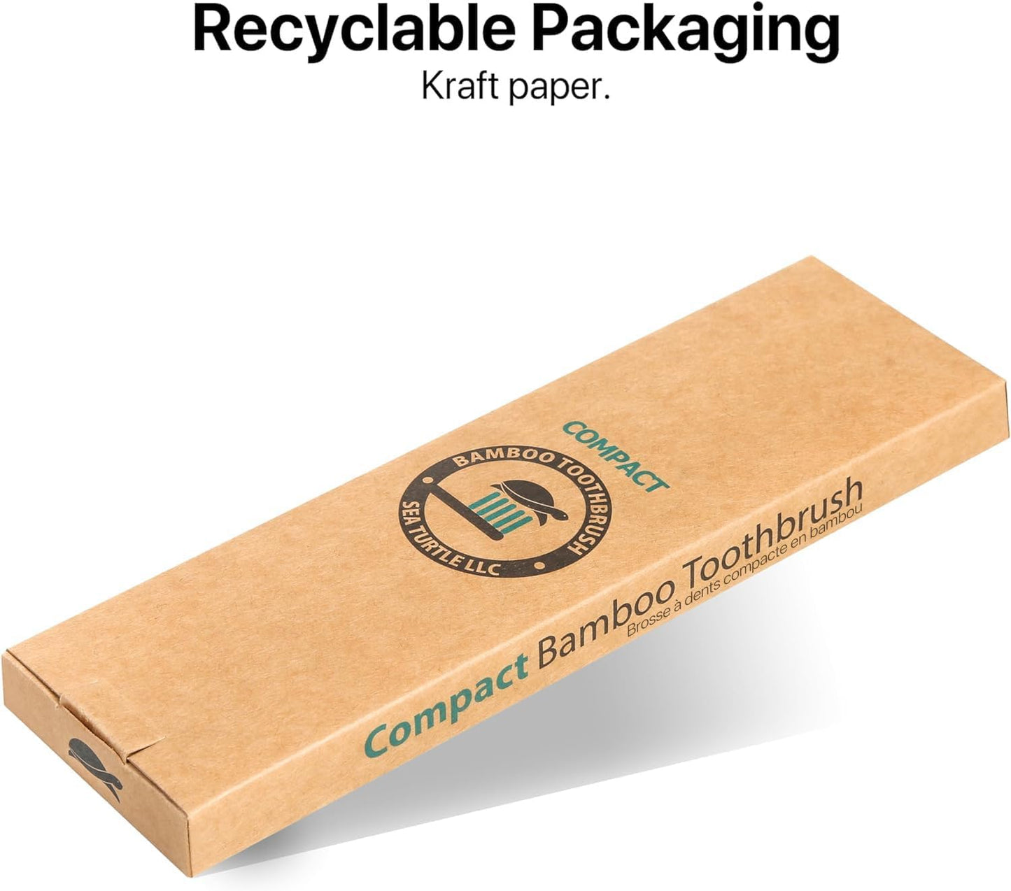 Sea Turtle Plant-Based Bristles, Compact Bamboo Toothbrushes, Soft Natural Toothbrush for Adults (4 Pack)