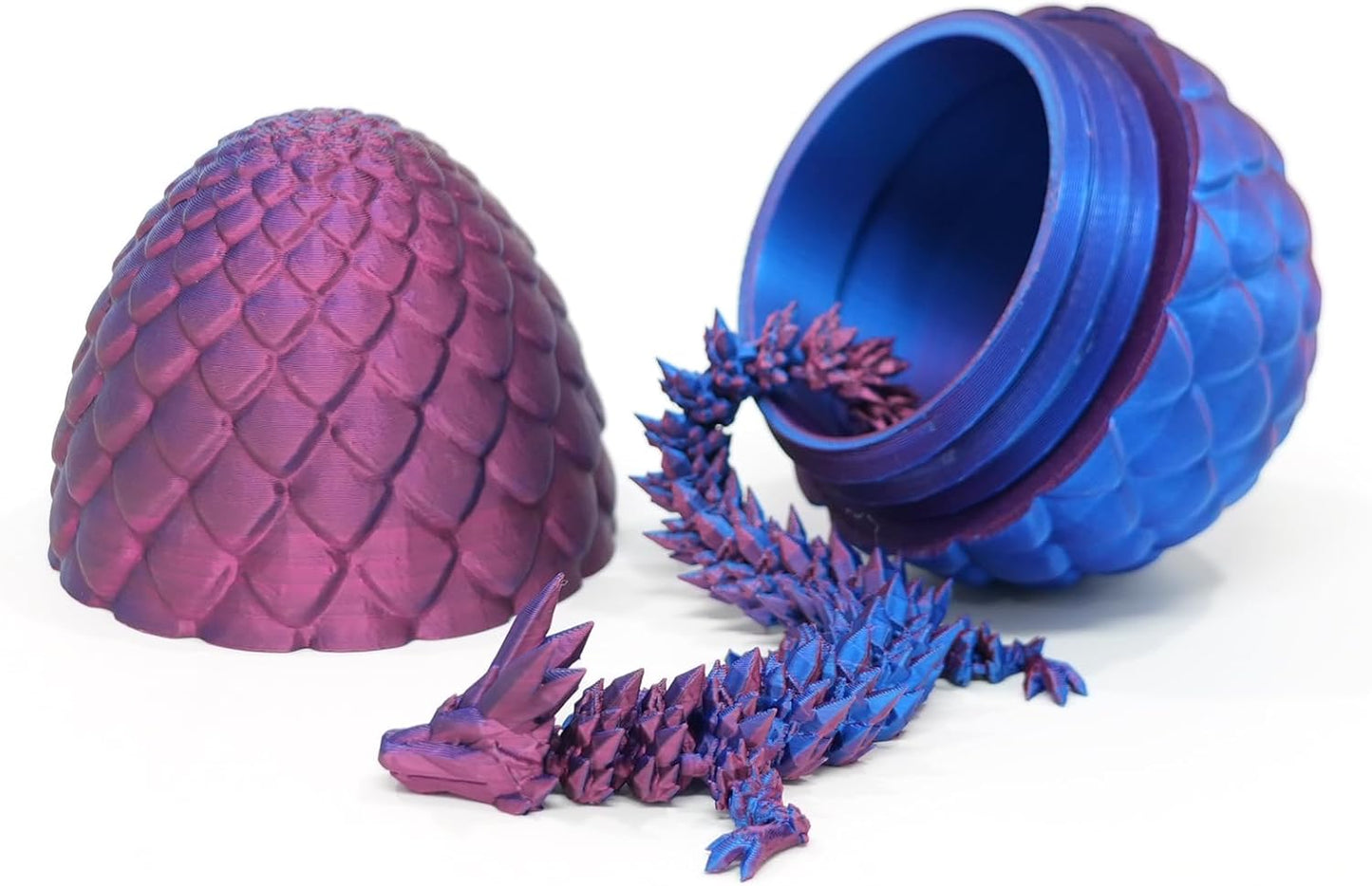 Dragon Egg - 3D Printed Egg with Flexible Dragon Inside, 3D Printed Gift, Articulated Dragon Egg Fidget Toy, Easter Egg ,Figurine Decor (12” Dragon)