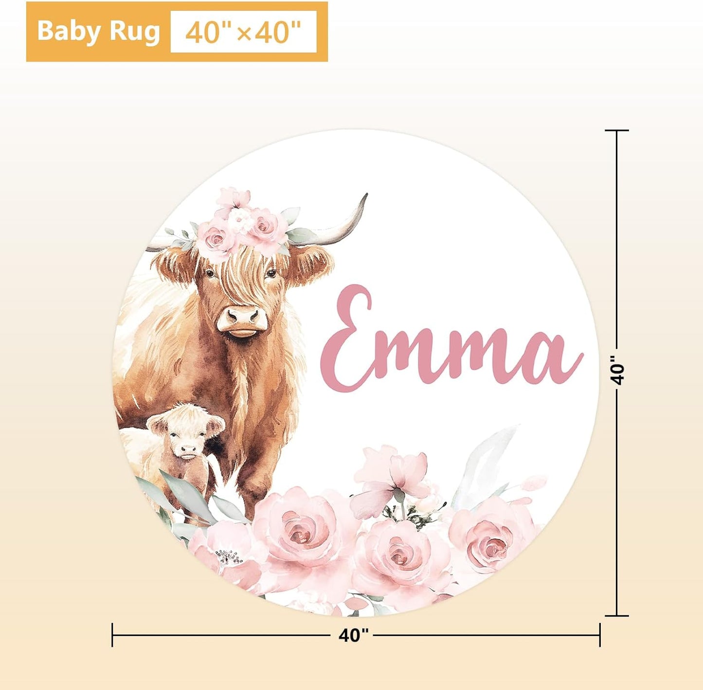 Personalized Baby Crib Bedding Set, 5 Pcs Custom Name Nursery Bedding Set, Pink Highland Cow Baby Bedding Set for Girl, Double Layer Baby Crib Sets, Customized Gifts for Toddlers Kids Infants
