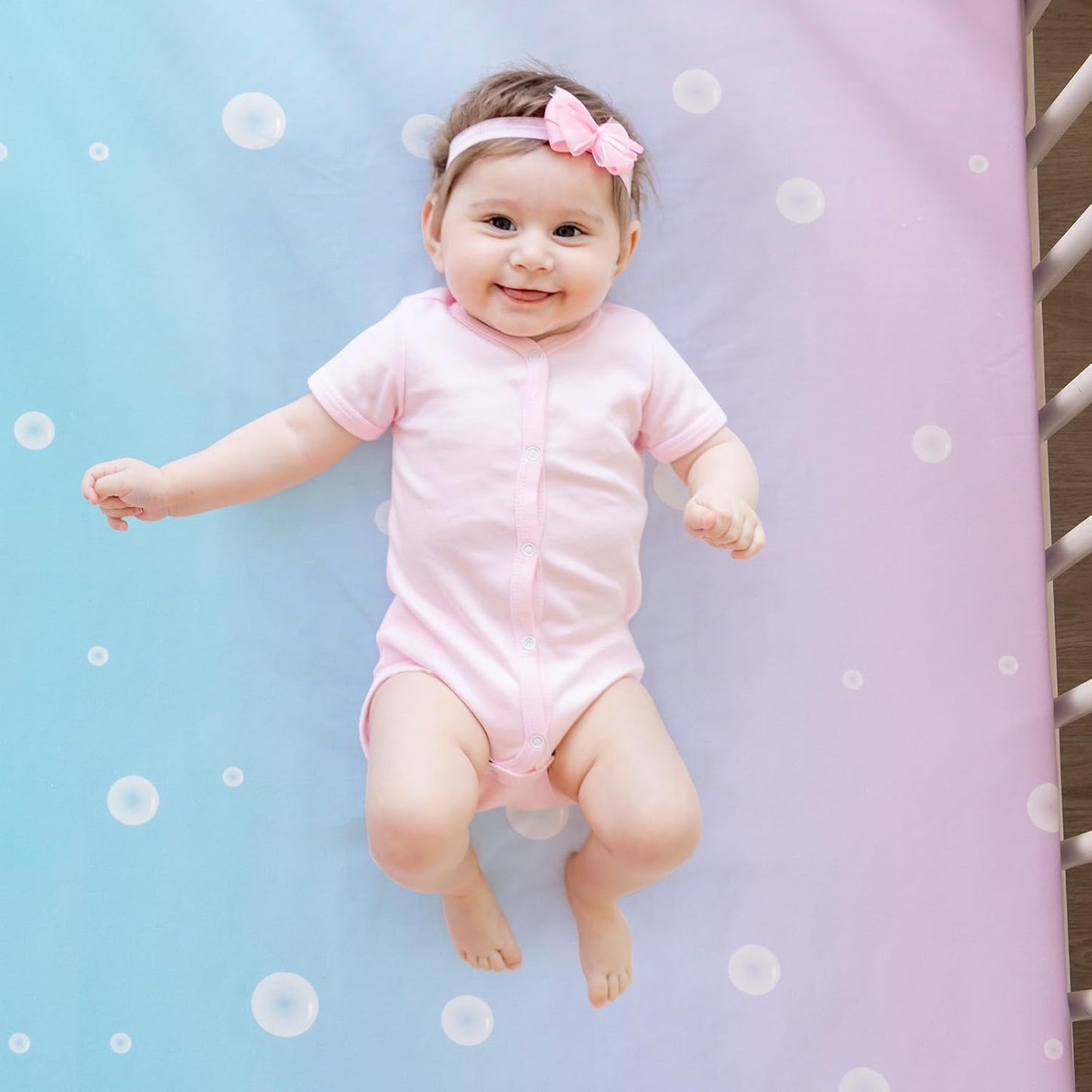 4 Piece Crib Bedding Set for Boys Girls, Infant Toddler Nursery Baby Bedding Sets Includes Cartoon Quilt, Fitted Crib Sheet, Crib Skirt and Plush Mermaid Toy