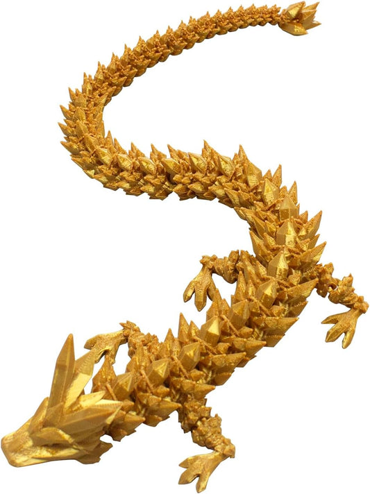 Dragon Eggs with Dragon Inside, 16.5 Inch Large 3D Printed Dragon Egg Articulated Dragon Crystal Dragon Executive Desk Toys Fidget Toy for Autism/ADHD (Gold, only Dragon)