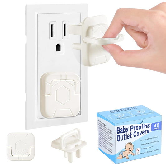 Outlet Covers Baby Proofing, 40 Pack Child Proof Plug Socket Covers Electric Plug Protectors Safety Caps to Prevent Power Shock, for US 3-Prong, Classic