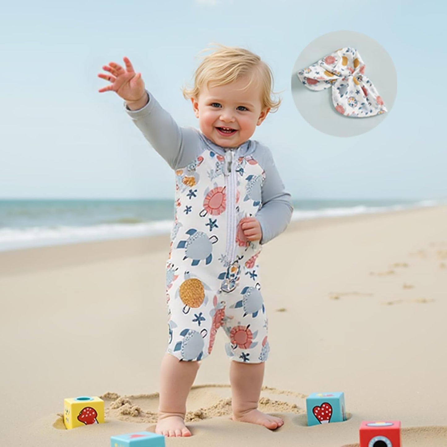 Hnyenmcko Baby/Toddler Boy Rash Guard Swimsuit Long Sleeve One Piece Zipper Swimwear Sunsuit Infant Bathing Suit Beachwear