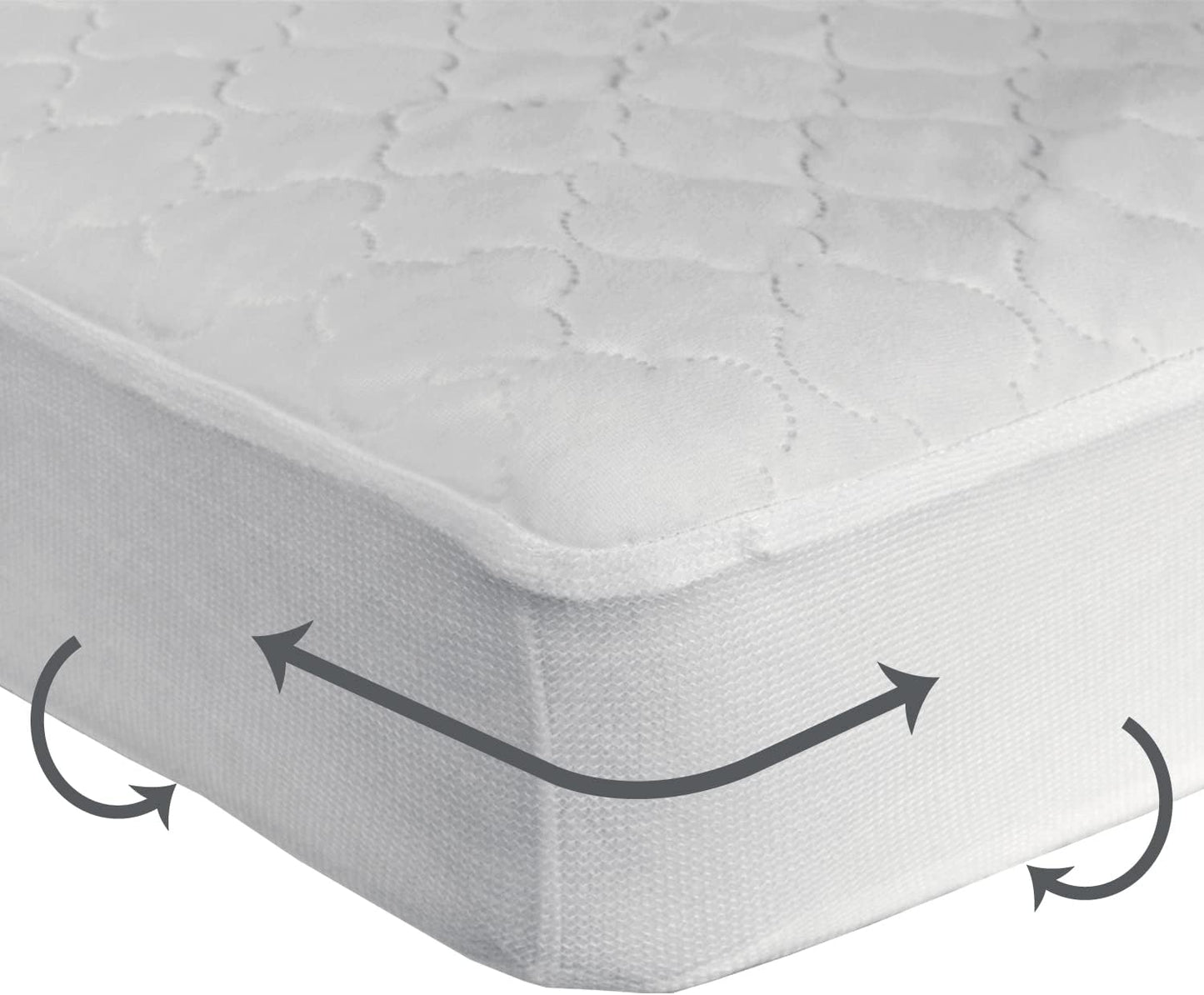 Sealy Baby Stain Protection Fitted Waterproof Infant Crib Mattress Protector Pad and Toddler Bed Cover, Durable and Comfortable Topper, Machine Washable and Dryer Friendly, 52” x 28”- White