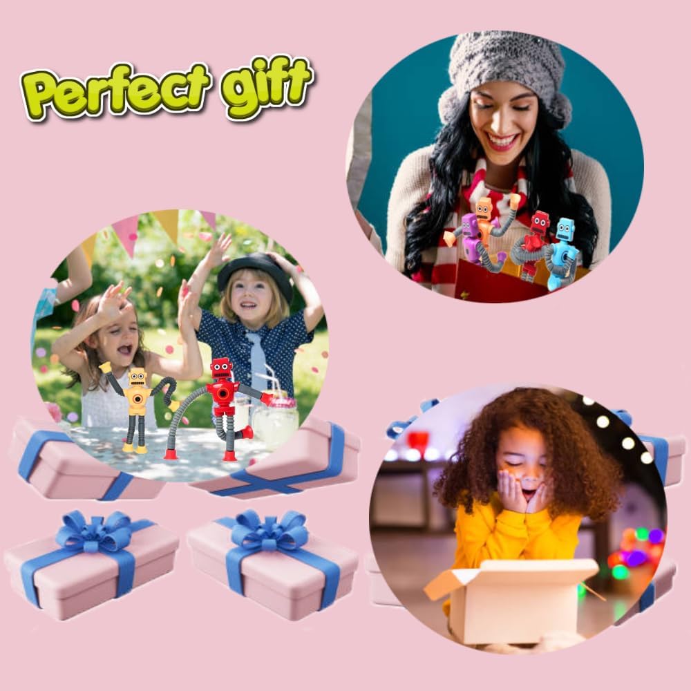 48PCS Telescopic Suction Cup Robot Toy,pop Tubes,Toys for Kids,Toddler Travel Toys,Toddler Sensory Toys,figette Toys,Fidget Toys for Kids,Treasure Box prizes,Small Toys for Kids prizes