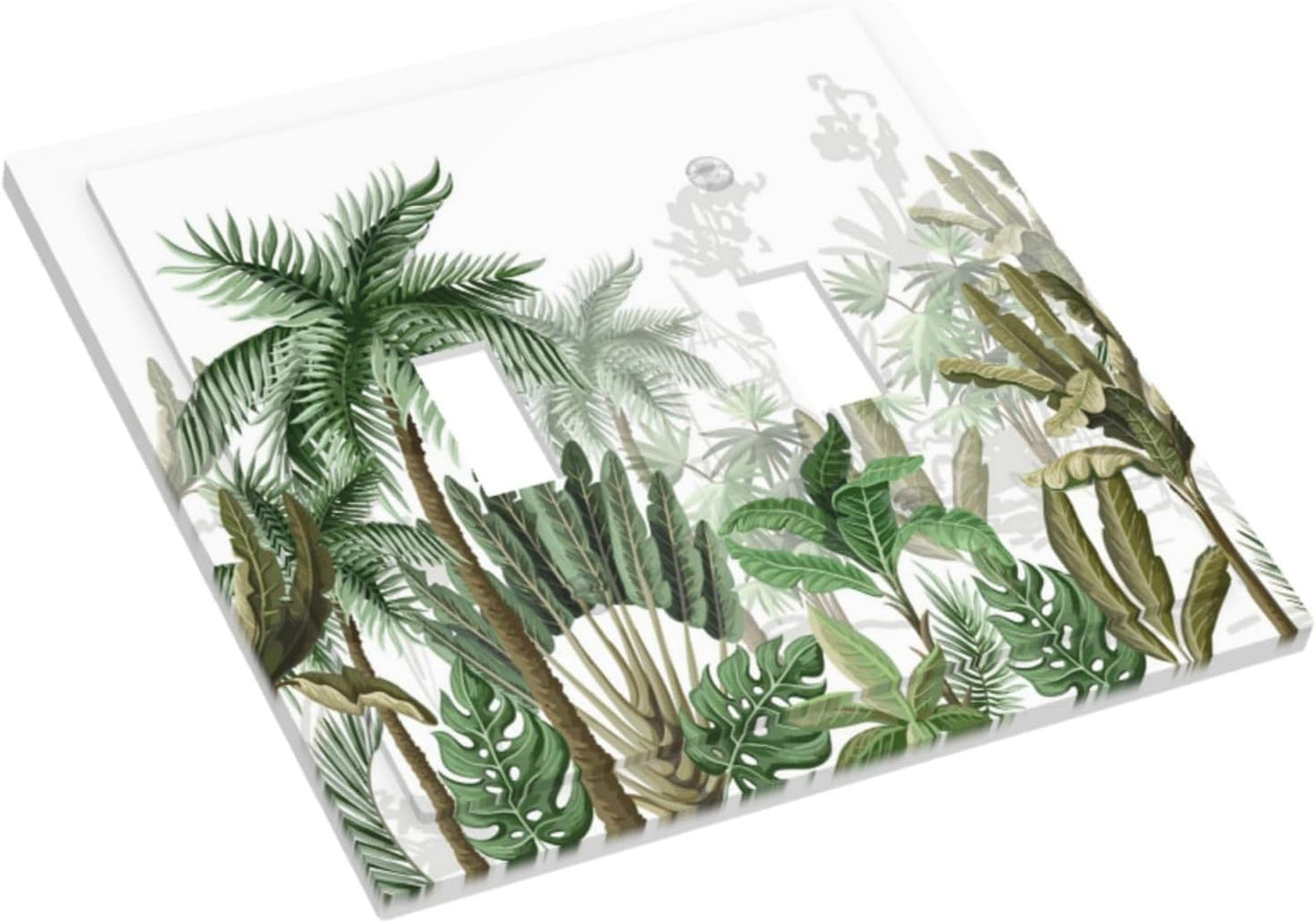 Palm Tree Banana Leaf Green Rainforest Natural Landscape Decorative Switch Plates 2 Gang Double Toggle Outlet Light Switch Cover Wall Plate Electrical Faceplate for Bed Room Living Room Decor