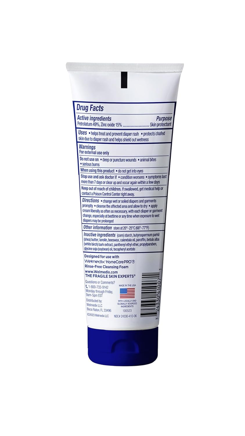 Welmedix Rapid Relief Diaper Rash Cream with Zinc Oxide, Hospital Grade Barrier Cream for Adults, and Babies with Fragile or Sensitive Skin (4oz Tube, Pack of 3)