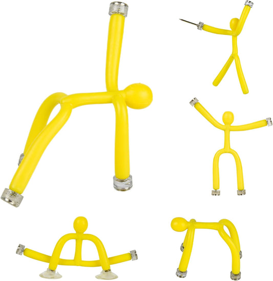 Funny Magnetic Men Toy Sets, Novelty Fidget Toys for Kids Adults, Colorful Shape-Changing Suction Cup Toys, Multipurpose Toys for Stress Relief, Travel, Office Desk, Fridge (Yellow)