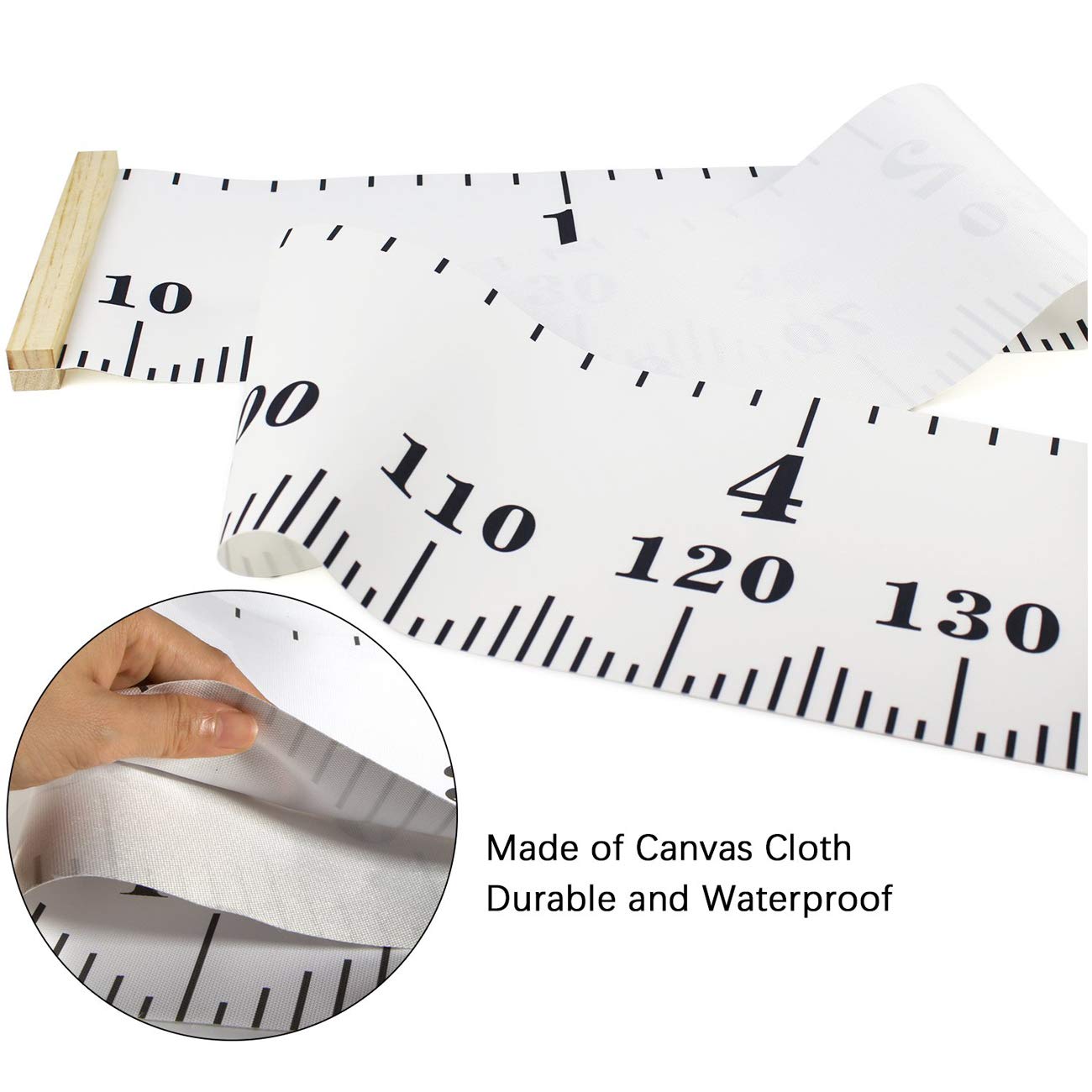 Growth Chart Wall Hanging, Portable Kids Wall Ruler Removable Height Measure Chart for Boys Girls Growth Ruler from Baby to Adult for Child's Room Decoration 79''7.9''