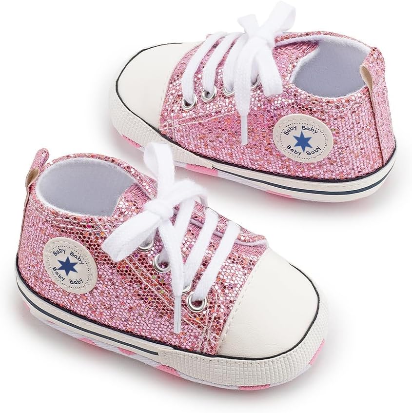 Unisex Baby Girls Boys Canvas High-top Shoes, Newborn Infant Anti-Slip Soft Sole Frist Walking Breathable Sneakers