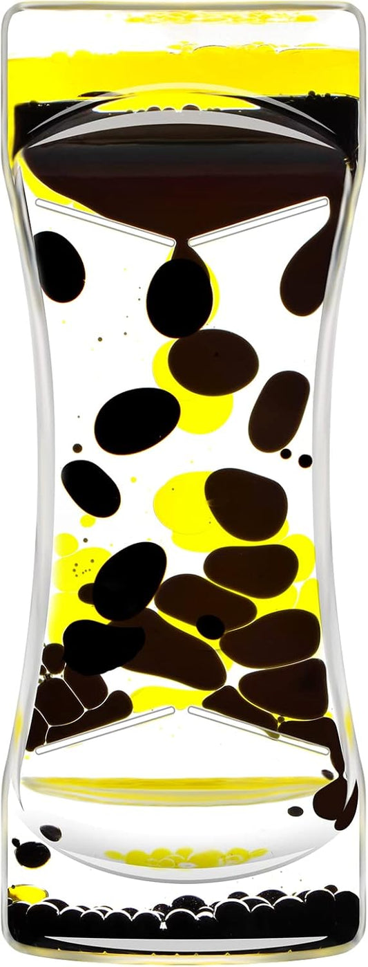 Black Yellow Liquid Motion Bubbler Timer Set of 1, Fidget Timers for Sensory Toys, Oil Water Office Desk Toys for Autism Toys, Relaxing Activity, Christmas Stocking Filler Gift
