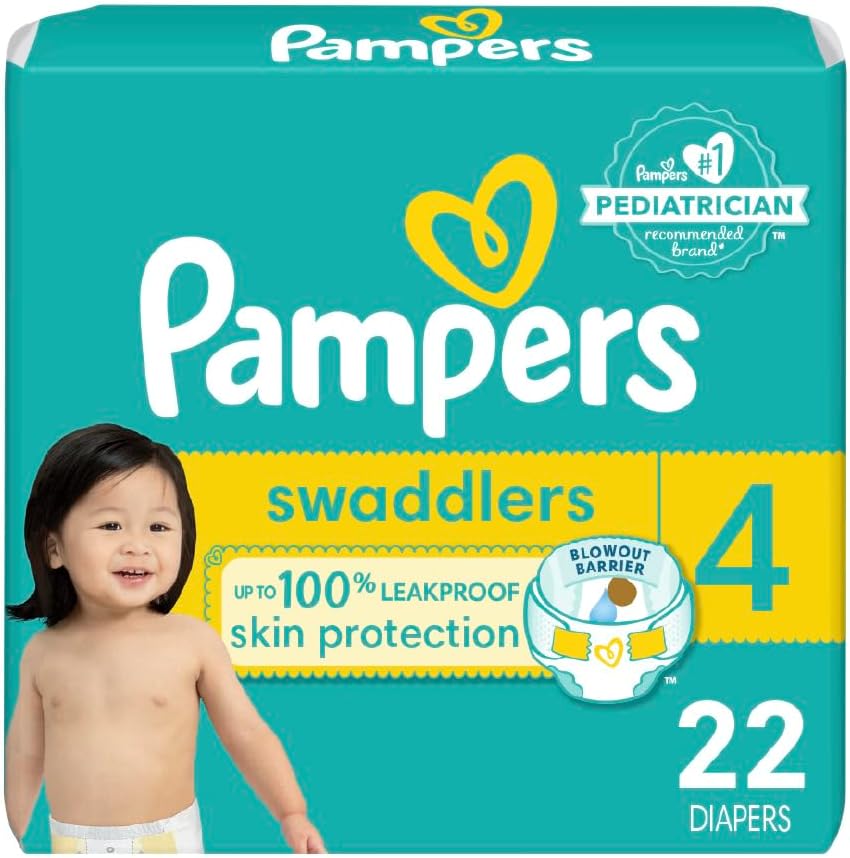Pampers Baby Diapers - Swaddlers - Size 4, 22 Count, Ultra Absorbent Disposable Infant Diaper