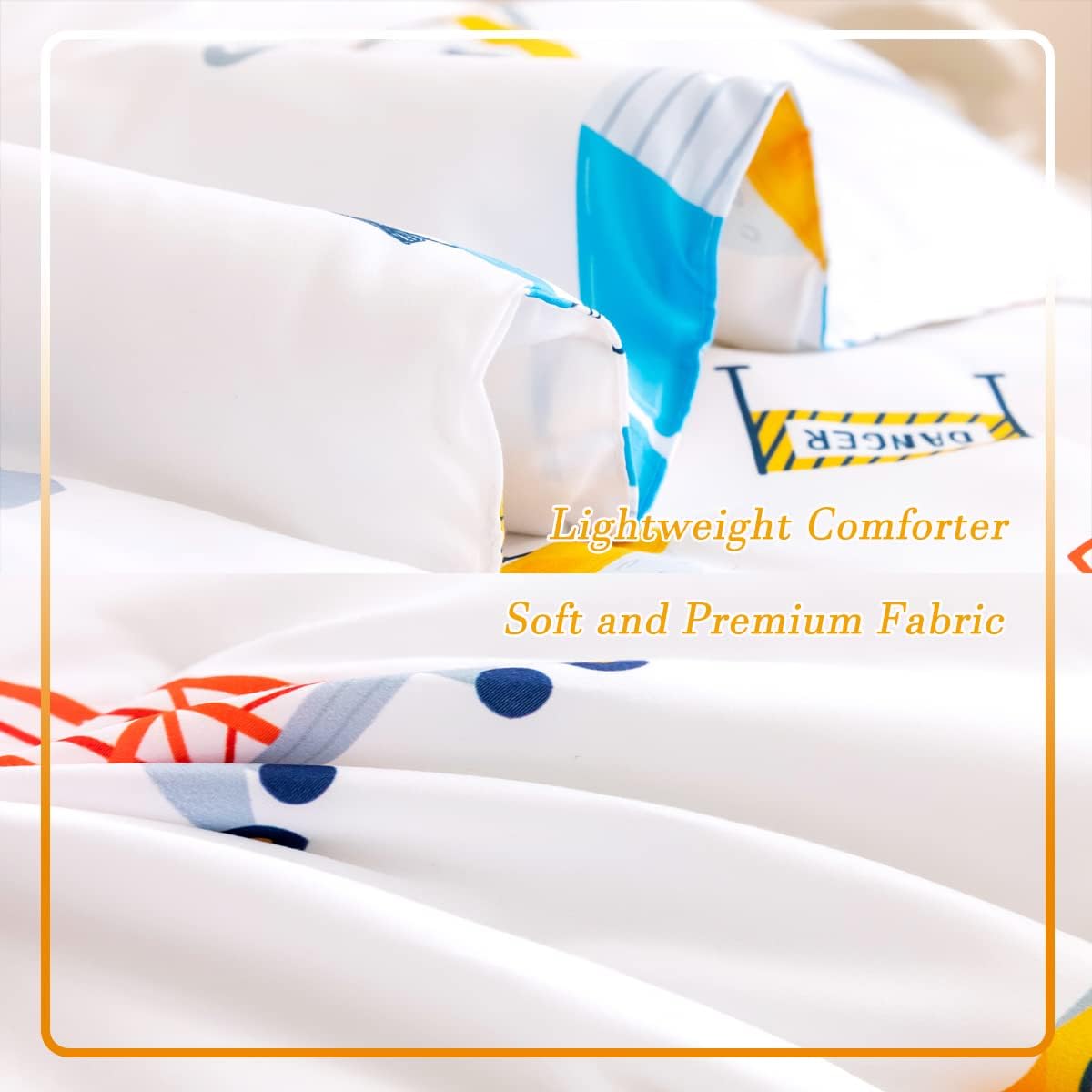 PERFEMET 4 Pieces Construction Toddler Bedding Set Excavator Truck Boy Toddler Bed in A Bag Colorful Reversible Cartoon Tractors White Crib Comforter Set for All Seasons(White, Truck/Tractor)