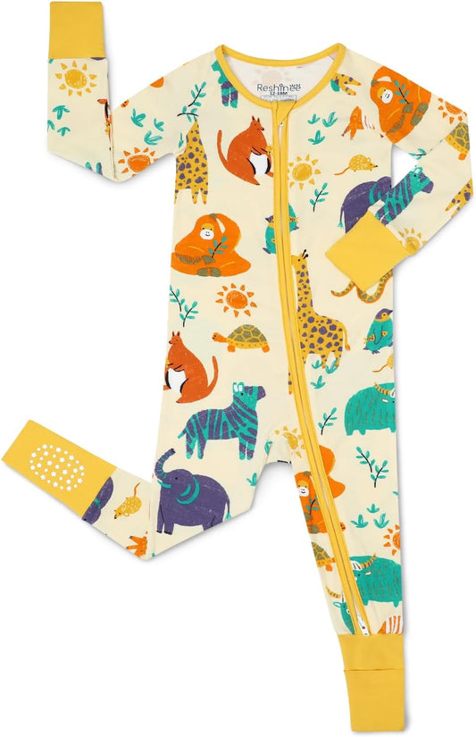 Bamboo Viscose Baby Convertible Footie Pajama, Zipper Pajamas for Baby Boys & Girls, Sleep & Play Footed Pjs