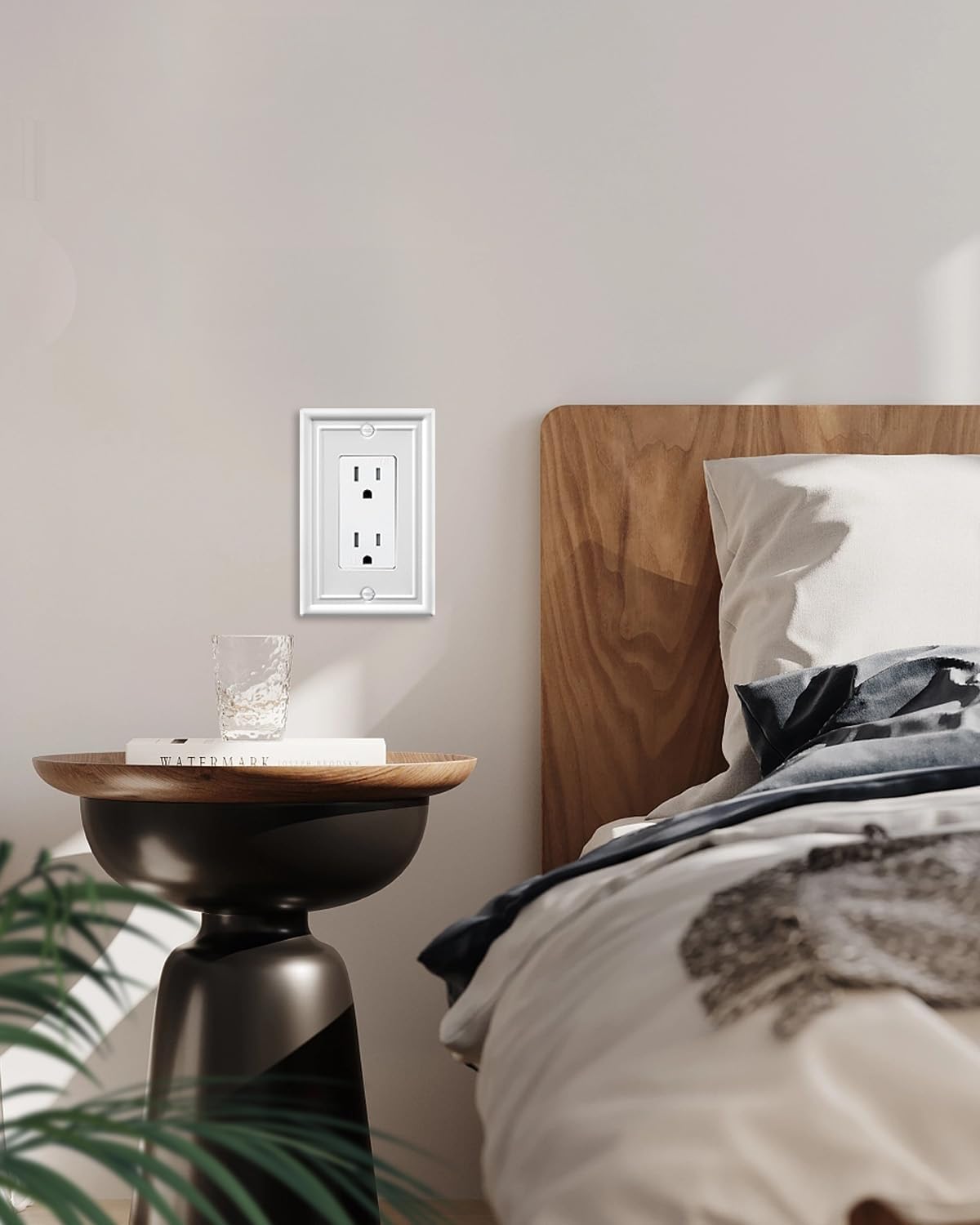 4-Pack Decorator Wall Plate, Off White Outlet Covers, Metal Wall Plate Cover for Receptacle, GFCI Outlet, Dimmer Switch, 3.15''*4.88'', Midsize