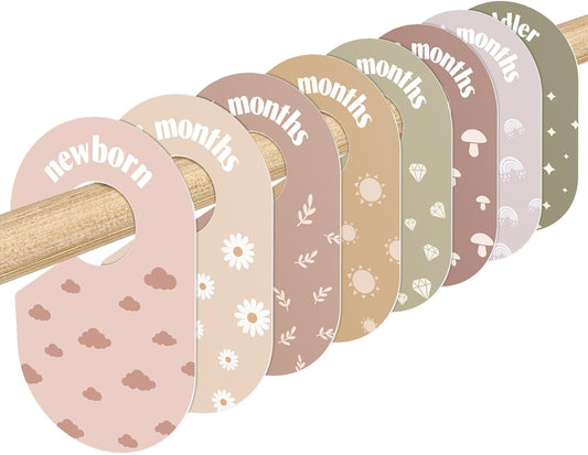 WSICSE Baby Closet Divider, Double-Sided Baby Clothes Organizer Nursery Decor Closet Dividers for baby Clothes 8 Designs from Newborn to 24 Month