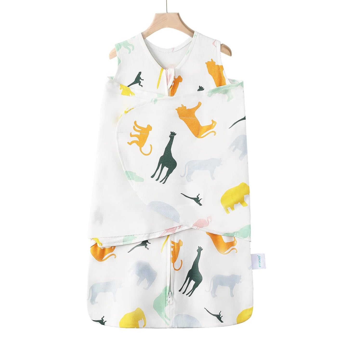 Swaddle-Blanket Baby Girl & Boy Swaddles Newborn Infant Transition 100% Cotton Wrap Blankets, 3-Way Adjustable Wearable Blanket, TOG 1.0 (Colorful Zoo,Small,0-3 Month)