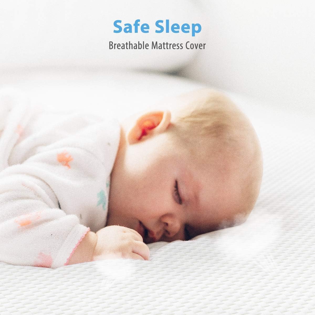 Crib Mattress, Dual Sided Comfort Memory Foam Toddler Bed Mattress, Triple-Layer Breathable Premium Baby Mattresses for Infant and Toddler w/Removable Outer Cover - White&Blue