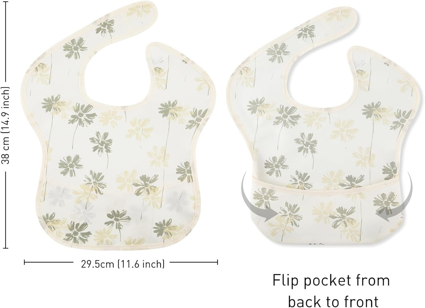 Mess Proof Baby Bib 3 Pack, Waterproof Led Weaning Baby Feeding Bibs with Food Catcher, Travel Feeding Bibs