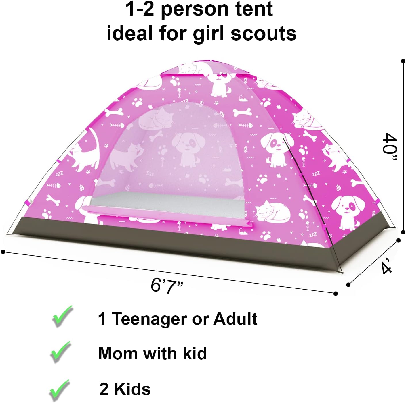 KidzAdventure 2 in 1 Indoor/Outdoor Tent for Kids, Small 1 or 2 Toddler/Kids Tent, Backpacking, Lightweight and Easy Pop up, Ideal for Backyard, Outside Camping, or Play Fort