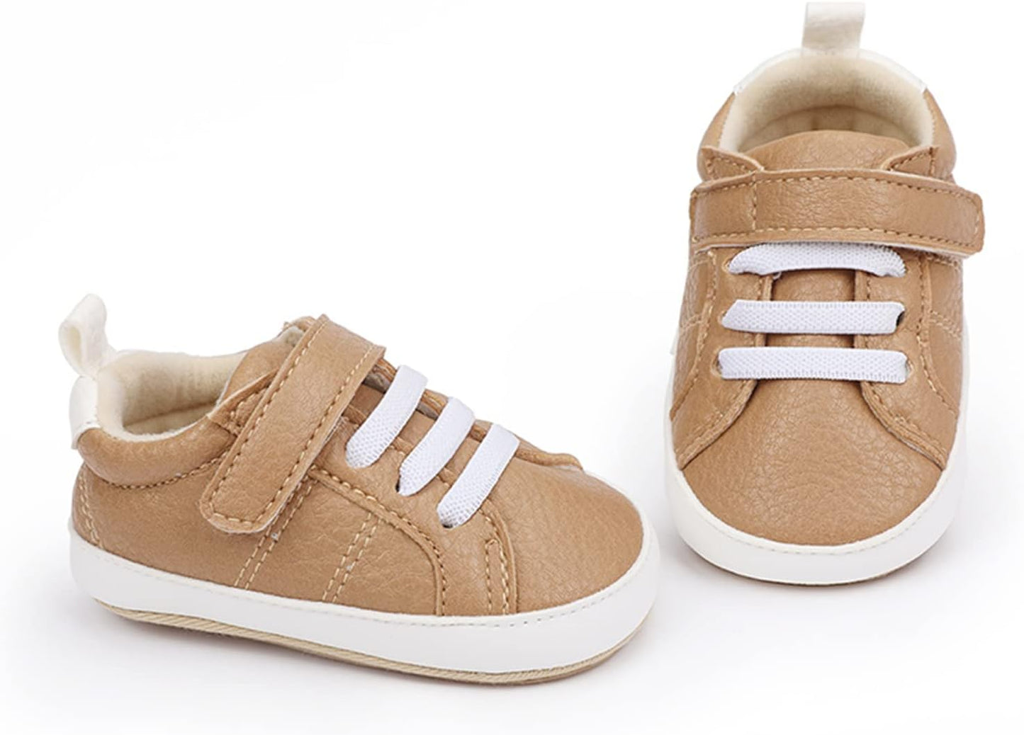 SOFMUO Baby Boys Girls High Top Ankle PU Leather Sneakers Soft Rubber Sole Infant Moccasins Newborn Oxford Loafers Anti-Slip Toddler Wedding Uniform Dress Shoes