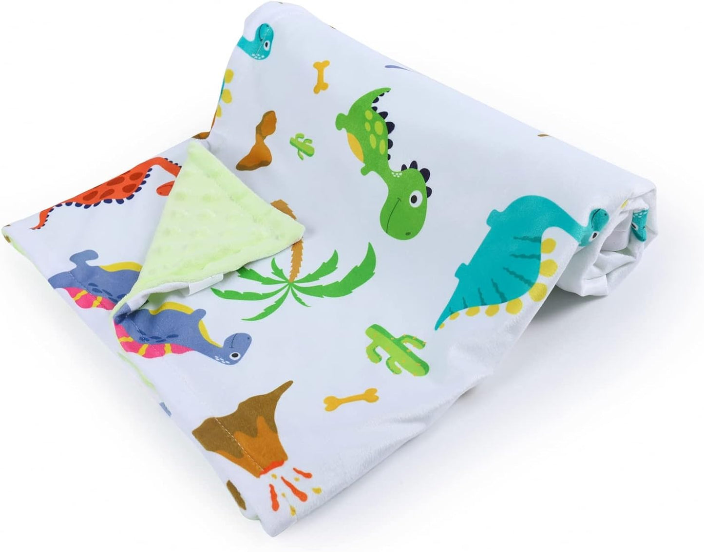 Baby Blanket for Boys Girls Soft Minky with Double Layer Dotted Backing, Dinosaur Printed 30 x 40 Inch Receiving Blanket