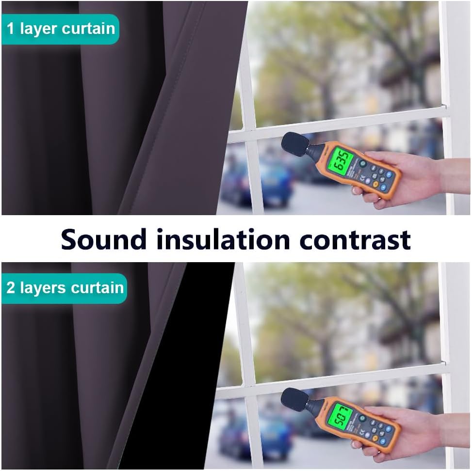 NICETOWN 100% Blackout Curtains 45" Long, Greyish Purple, 1 Pair, 52" Width Each Panel, 2 Thick Layers Completely Blackout Window Treatment Thermal Insulated Lined Drapes for Small Window