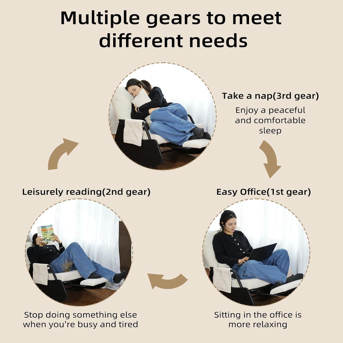 Rocking Chair for Nursery, Modern Upholstered Plush Seating Glider Recliner Chair with High Backrest and Side Pocket, Accent Armchair with Cushions for Living Room/Reading (Blackish Green)