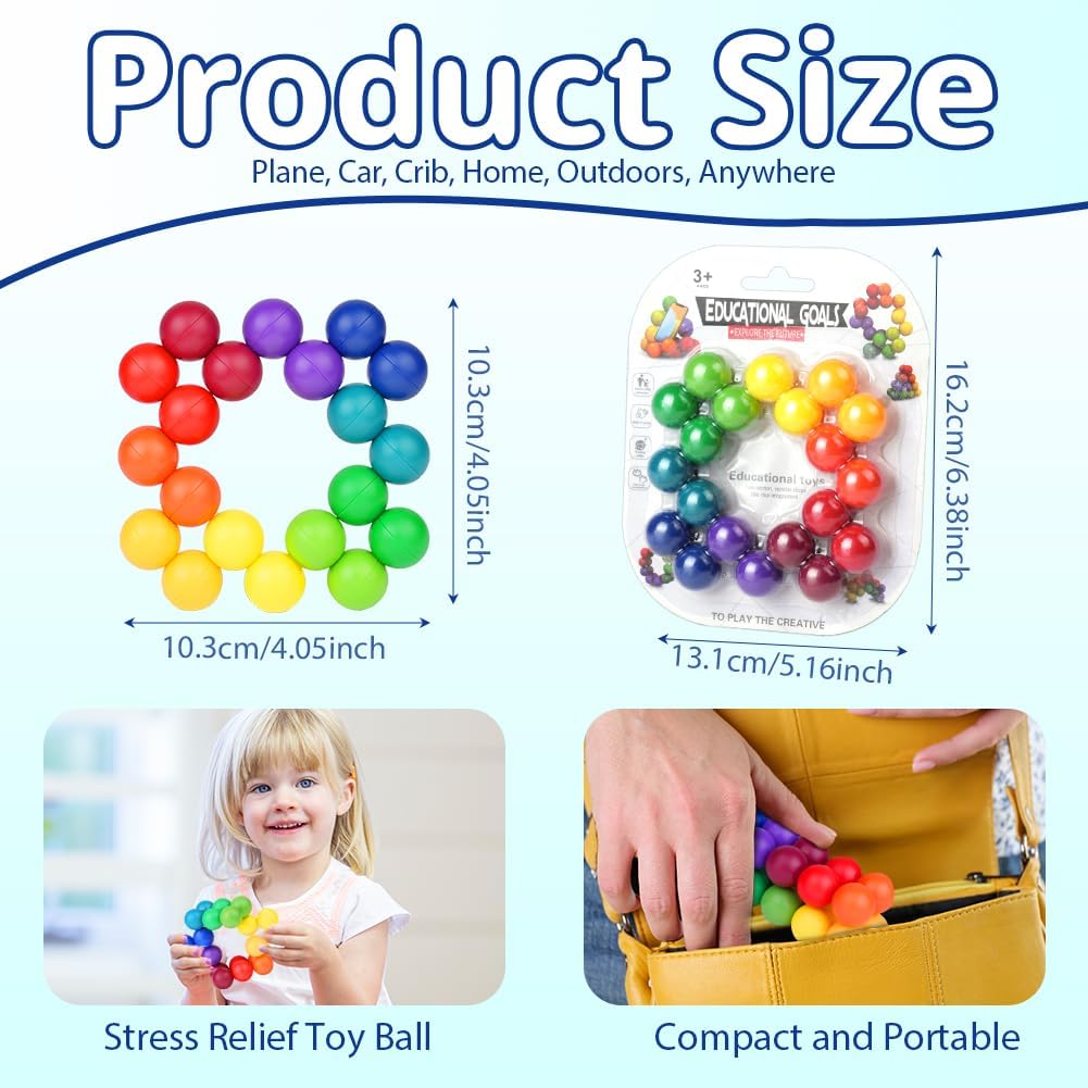 Variety Beaded Stress Relief Ball 1 Pack-Ainiv Sensory Fidget Toys for Kids Toddler, Autism Rainbow Ball ADHD Therapy Cool Desk Toy, Fidget Toys for Children Aged 3+(Small)