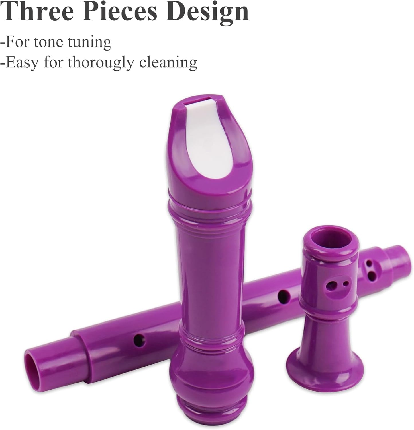 Recorder Instrument for Beginner Kids Adults,8-Hole Soprano Descant Recorder Music Flute with with Cleaning Rod & Leather Case For School Student Home Entertainment(2-Purple Blue Splash-ink)