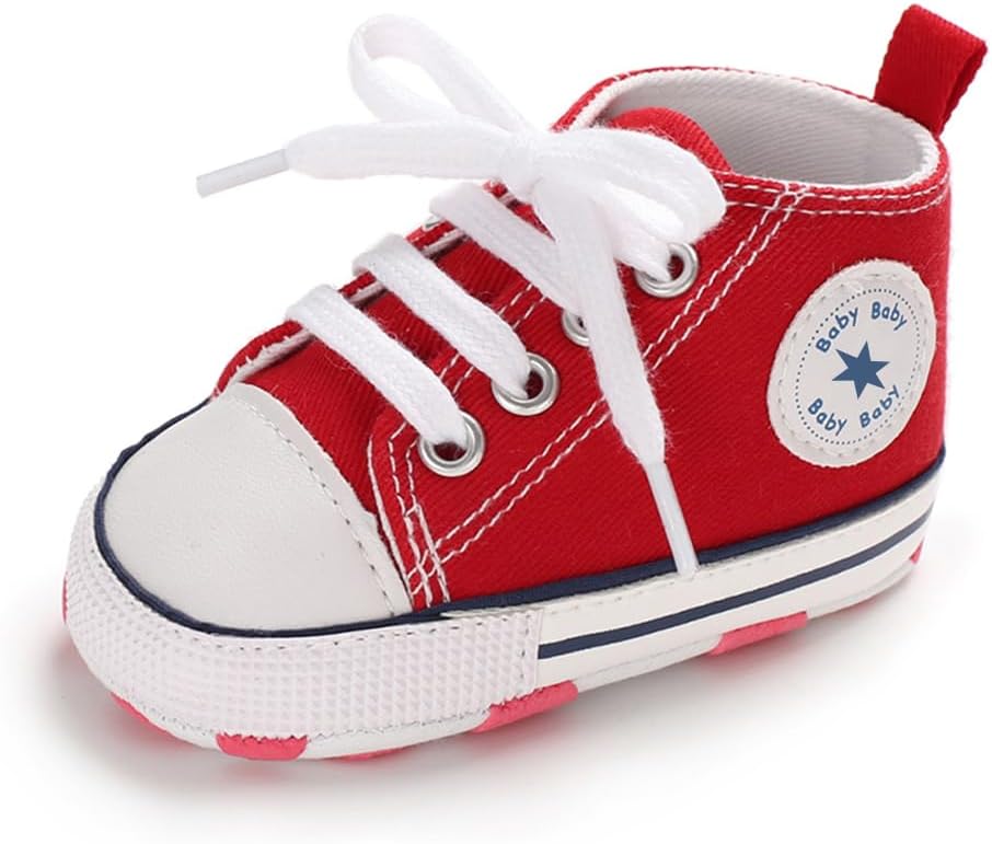 Unisex Baby Girls Boys Canvas High-top Shoes, Newborn Infant Anti-Slip Soft Sole Frist Walking Breathable Sneakers