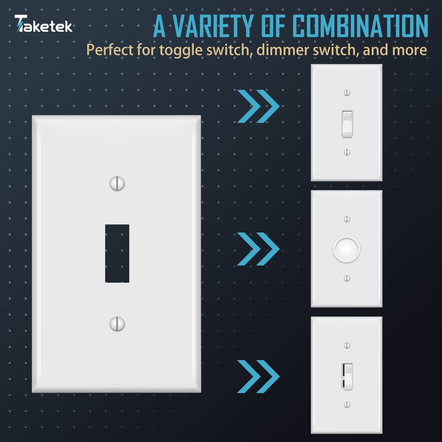 Light Switch Cover, Standard Size Toggle Light Switch Wall Plate,White, Wall Plates for Light Switches, White, 20 Pack