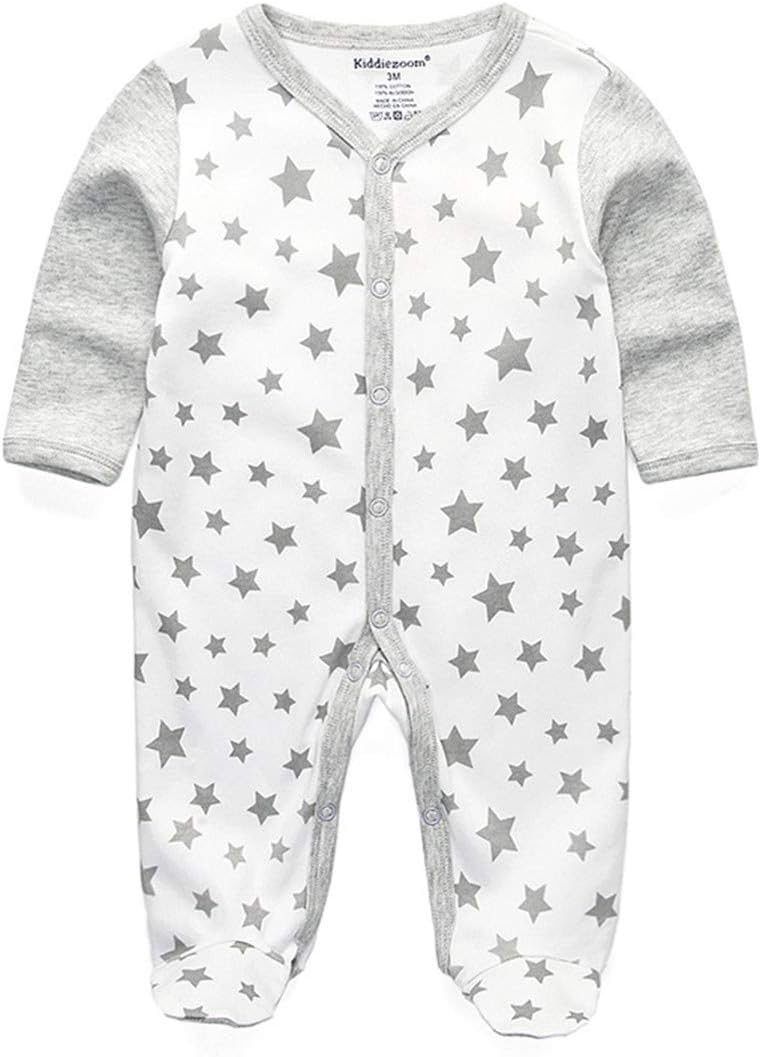 Kiddiezoom Baby and Toddler Boys'Snug Fit Footed One-Piece Romper Jumpsuit Cotton Cotton Footed Outfit