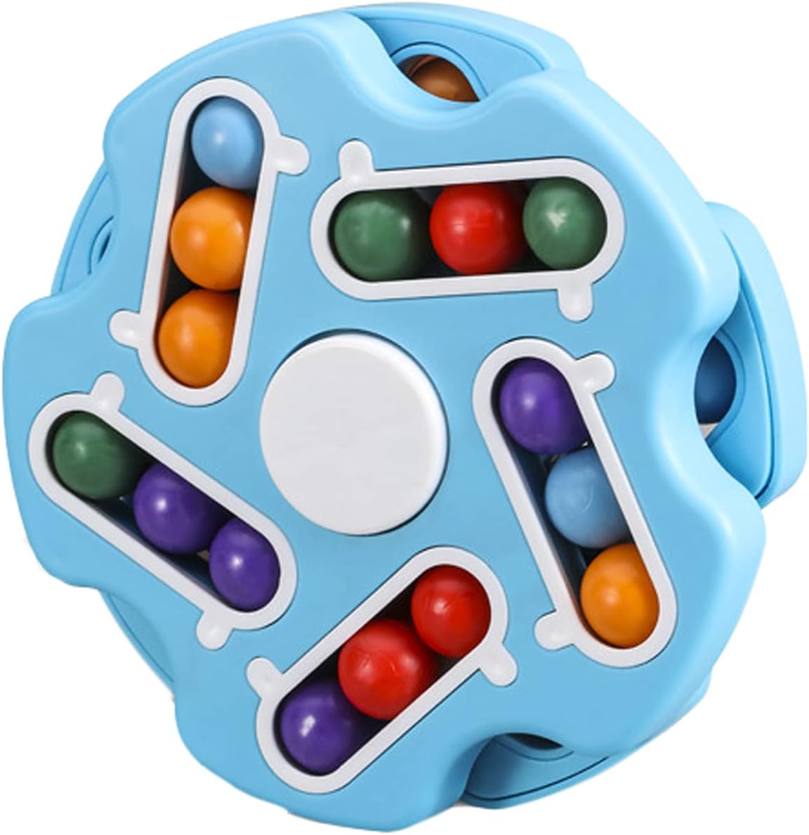 Fidget Toy Rotating Magic Bean Cube Spinner,Stress Relief Gifts Fidget Puzzles for Adults Kids,Anxiety Relief Learning & Education Toys,Double Flip Handheld Puzzle Cube Toys(Blue)