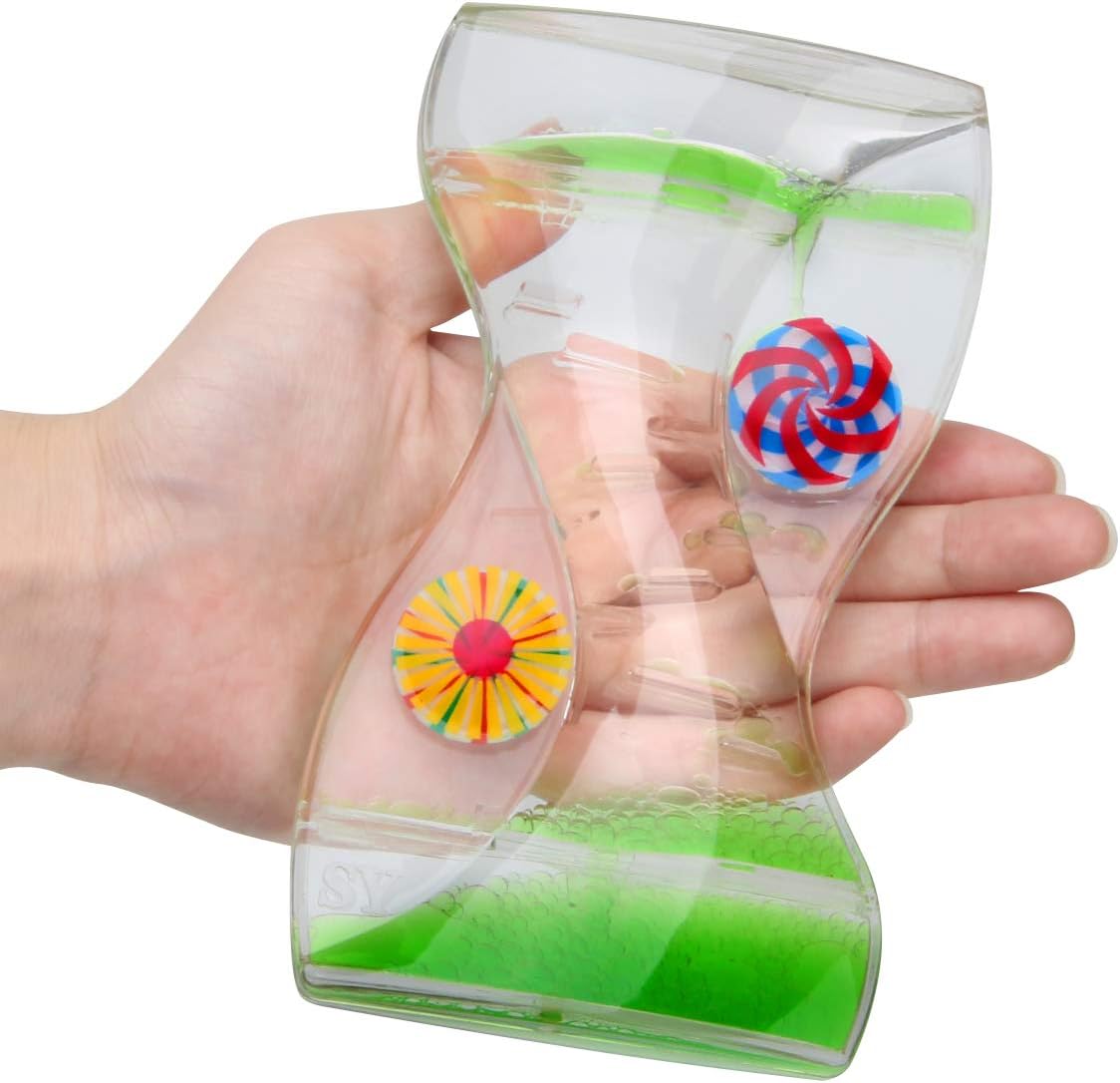 Coitak Liquid Motion Bubbler Timer for Sensory Play, Fidget Toy, Desk Top, 3 Pack, Assorted Colors (Style-1)