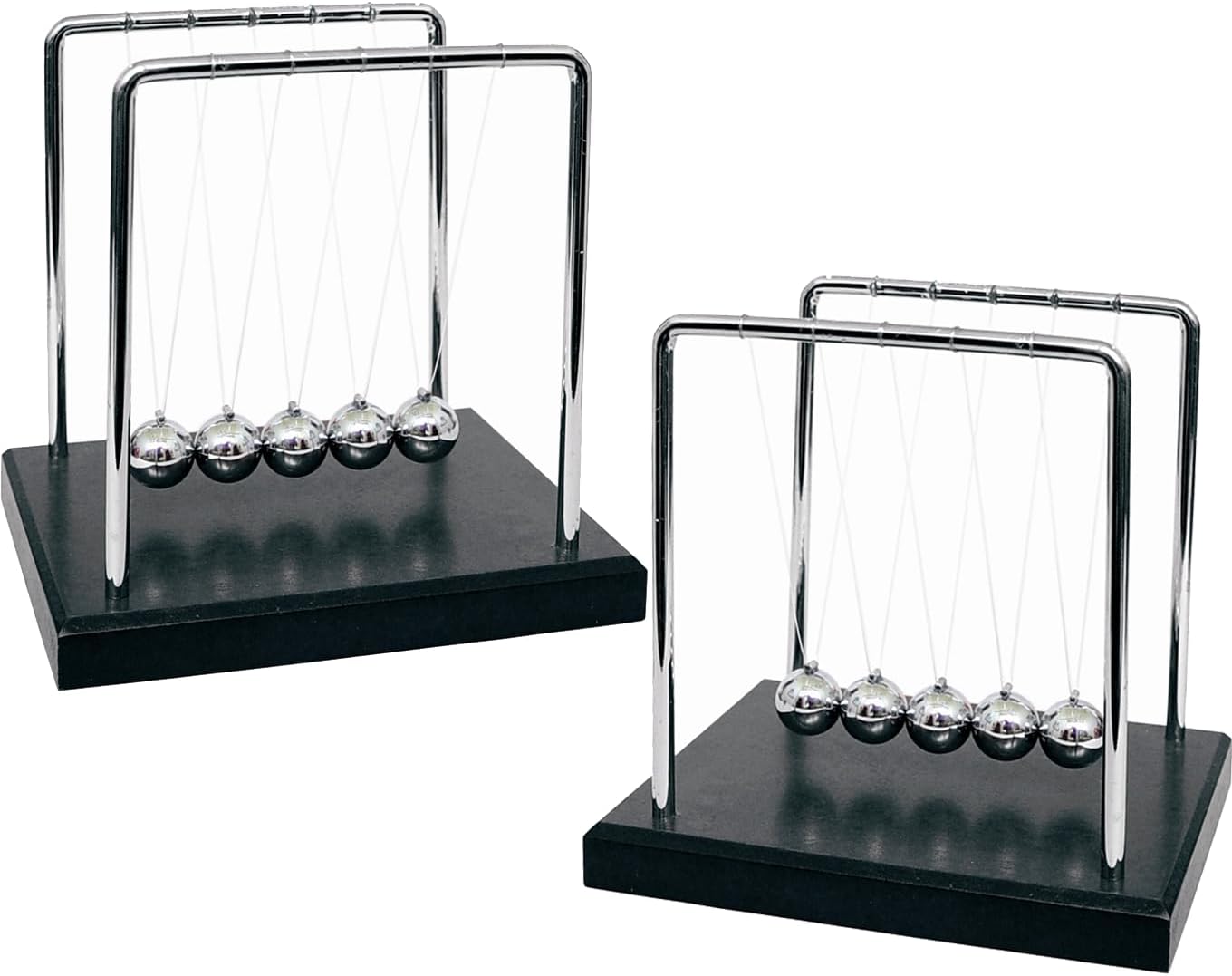 PowerTRC 2 Pack Newtons Cradle Balance Balls 7 1/4" | Science Physics Gadget | Desk Toys & Accessories