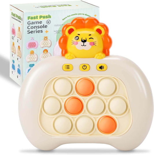 Fast Push Pop Game It Fidget Toys Pro for Kids Adults, Handheld Game Machine, Squeeze Poppet Sensory Electric Quick Push Bubble Toy, Birthday Gifts for Boys Girls Teens （Lion）