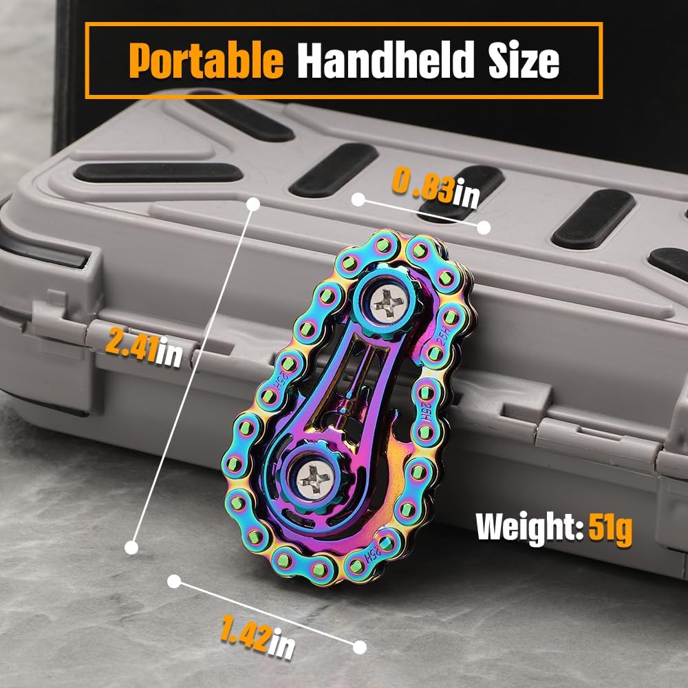 Bike Chain Gear Fidget Spinner for Stress Relief, Metal Sprocket Chain Fidget Toy for Kids Adults, Kinetic Desk Toy Novelty Hand Finger Spinner for Anti-Anxiety, Cool Toy Gift for Man Boy